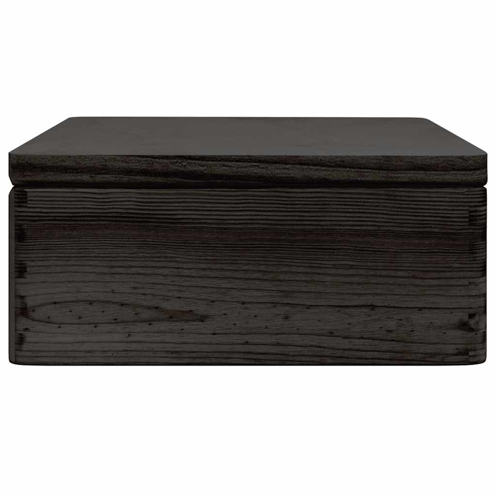 Boîte en bois avec couvercle noir 40x30x13 cm en pin massif