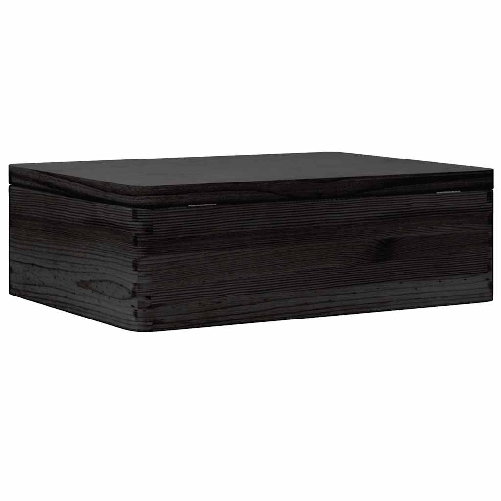 Boîte en bois avec couvercle noir 40x30x13 cm en pin massif