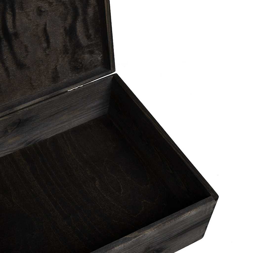 Boîte en bois avec couvercle noir 40x30x13 cm en pin massif