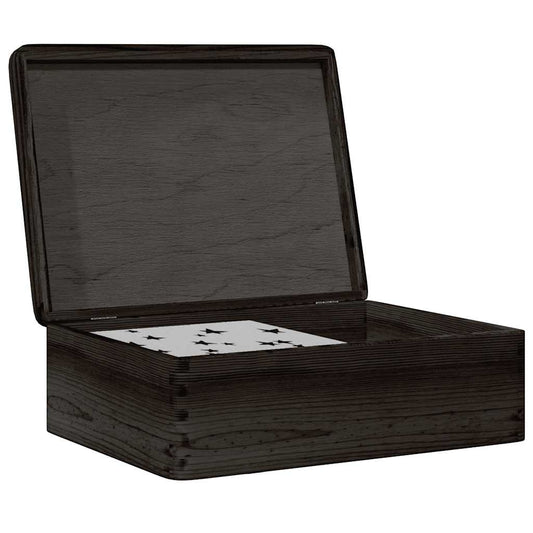 Black Wooden Box with Lid 40x30x13 cm Solid Pine Wood