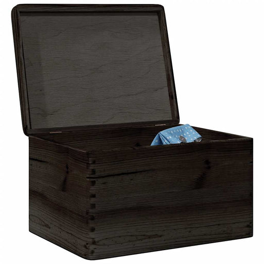 Wooden Box with Lid Black 40x30x23 cm Solid Pine Wood
