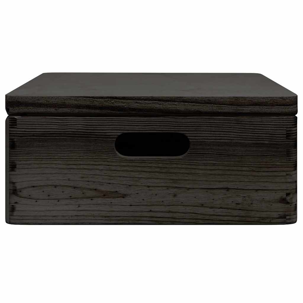 Wooden Box with Lid and Handles Black 40x30x13 cm Solid Wood