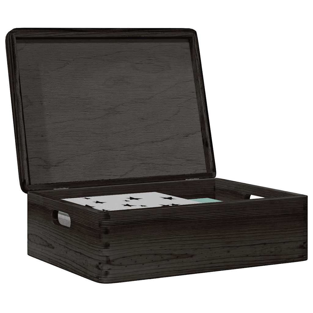 Wooden Box with Lid and Handles Black 40x30x13 cm Solid Wood