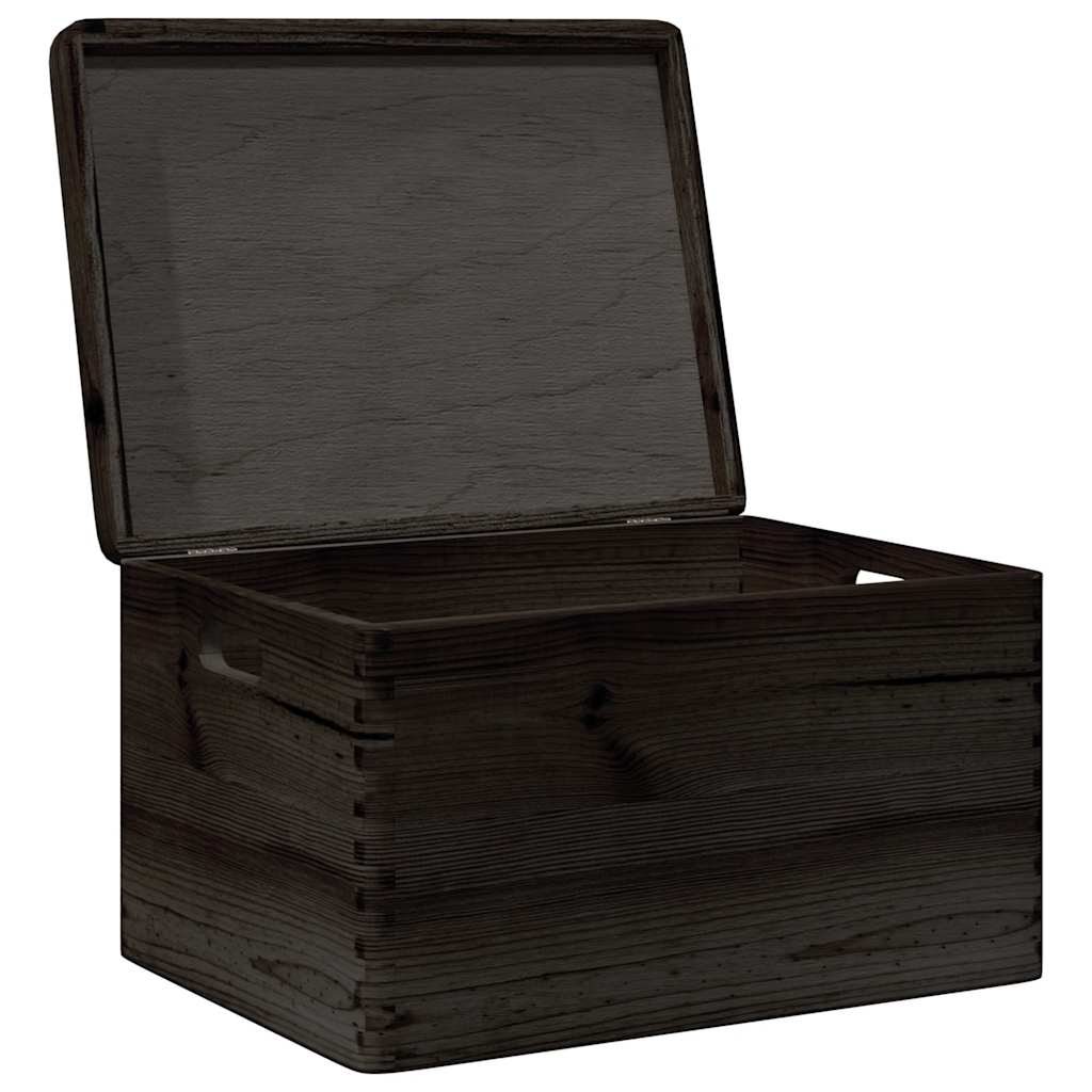 Wooden box with lid and handles Black 40x30x23 cm Solid wood