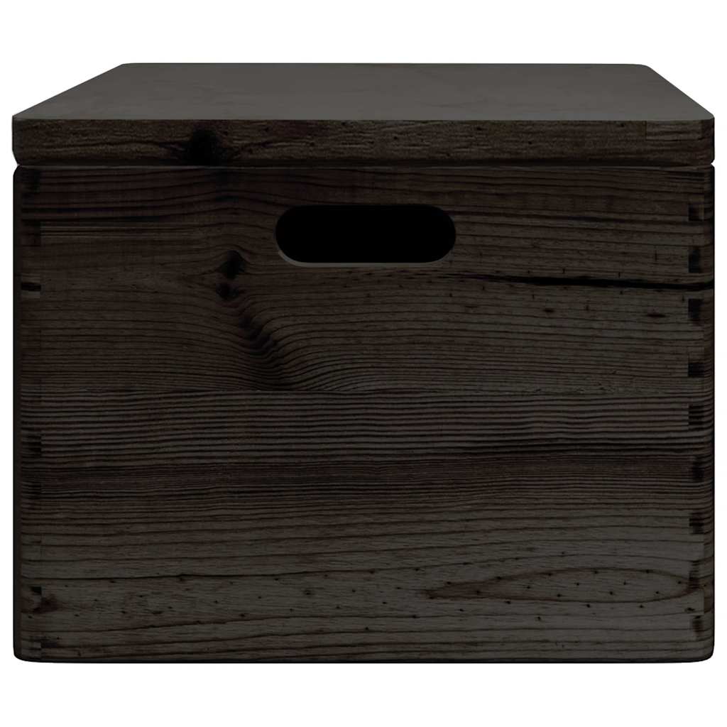 Wooden box with lid and handles Black 40x30x23 cm Solid wood