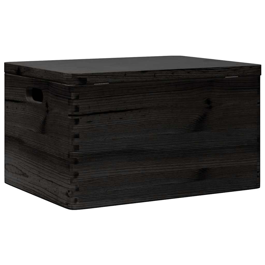 Wooden box with lid and handles Black 40x30x23 cm Solid wood