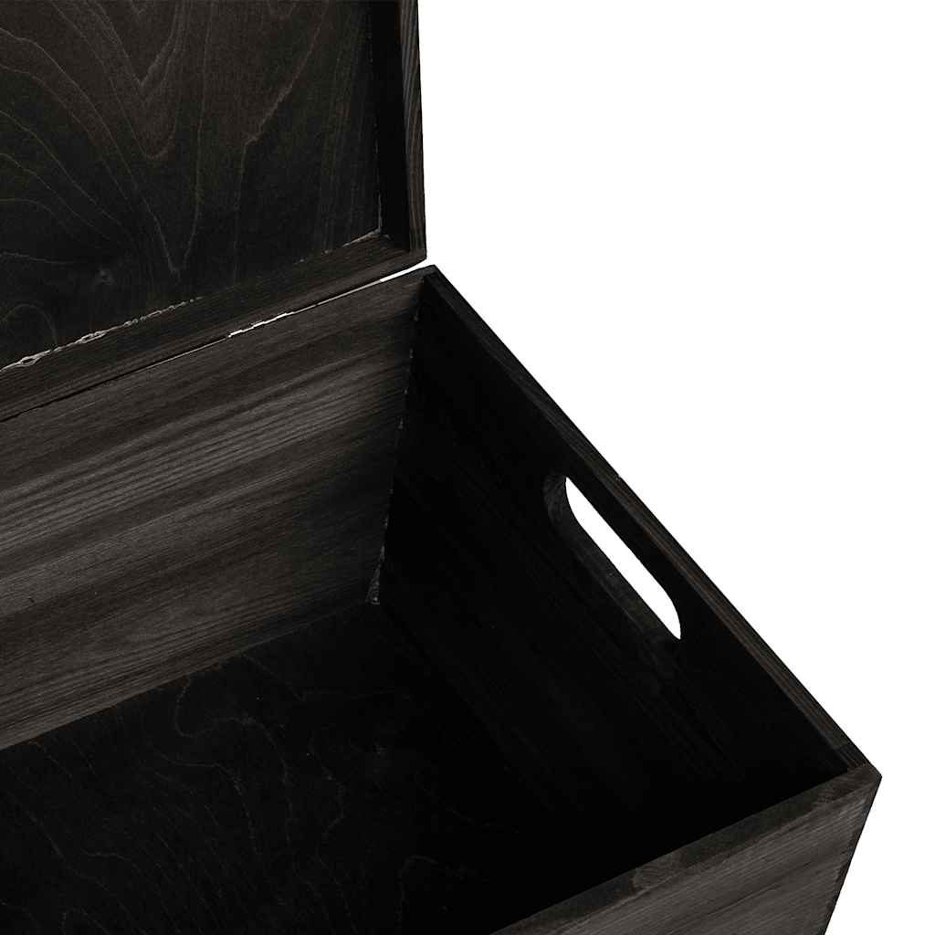 Wooden box with lid and handles Black 40x30x23 cm Solid wood