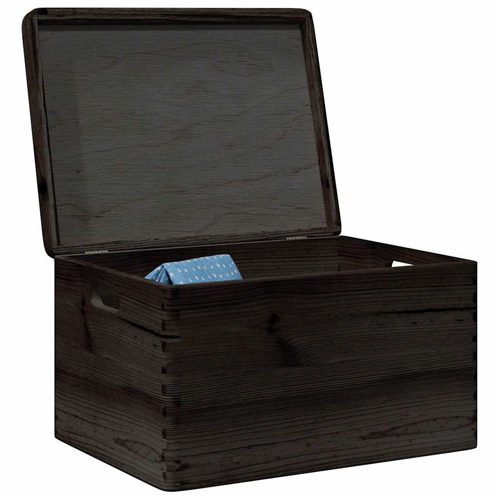 Wooden box with lid and handles Black 40x30x23 cm Solid wood
