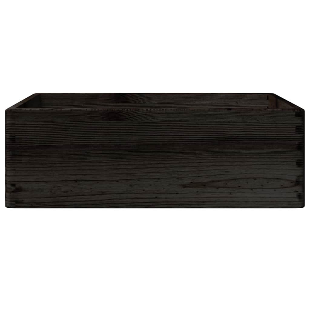 Boîte en bois noire avec poignées 40x30x13 cm Bois massif Pin
