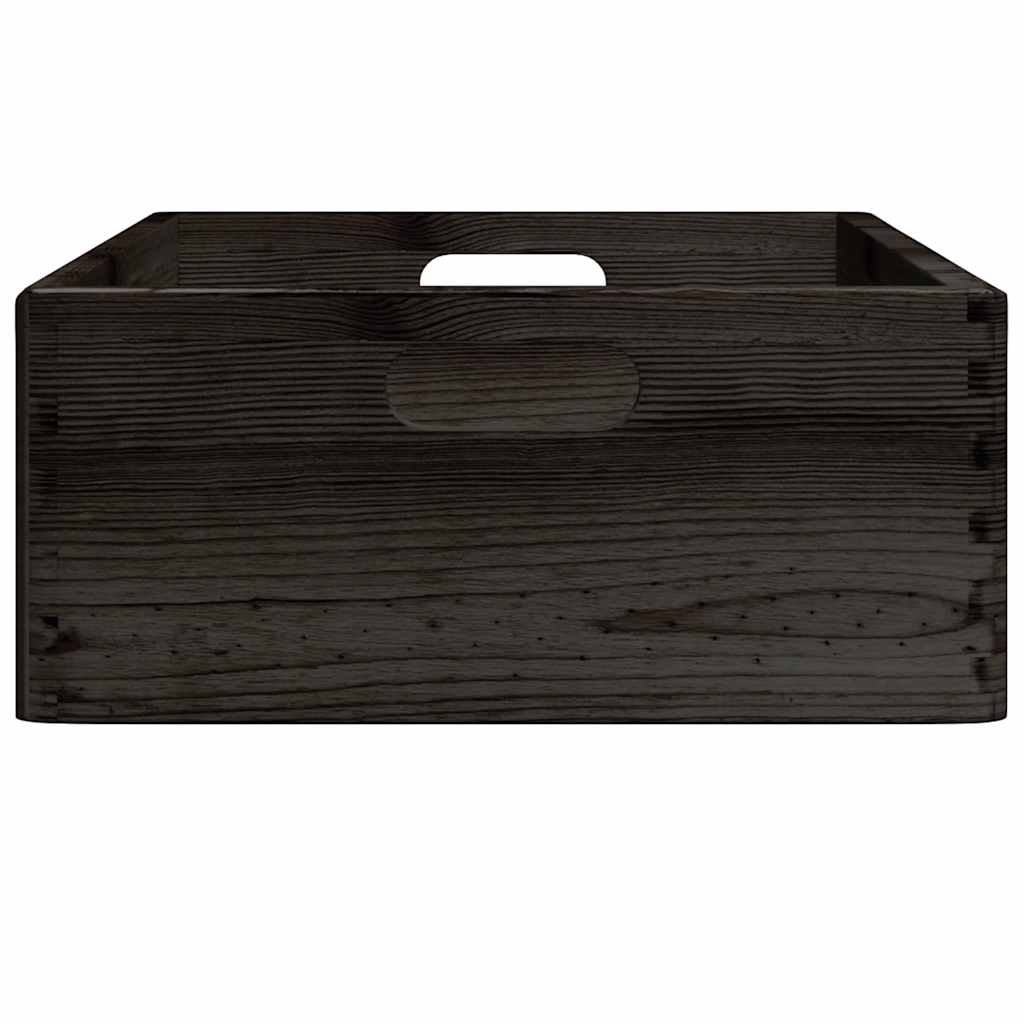 Boîte en bois noire avec poignées 40x30x13 cm Bois massif Pin