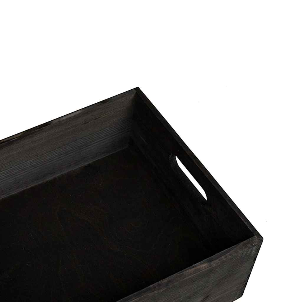 Boîte en bois noire avec poignées 40x30x13 cm Bois massif Pin