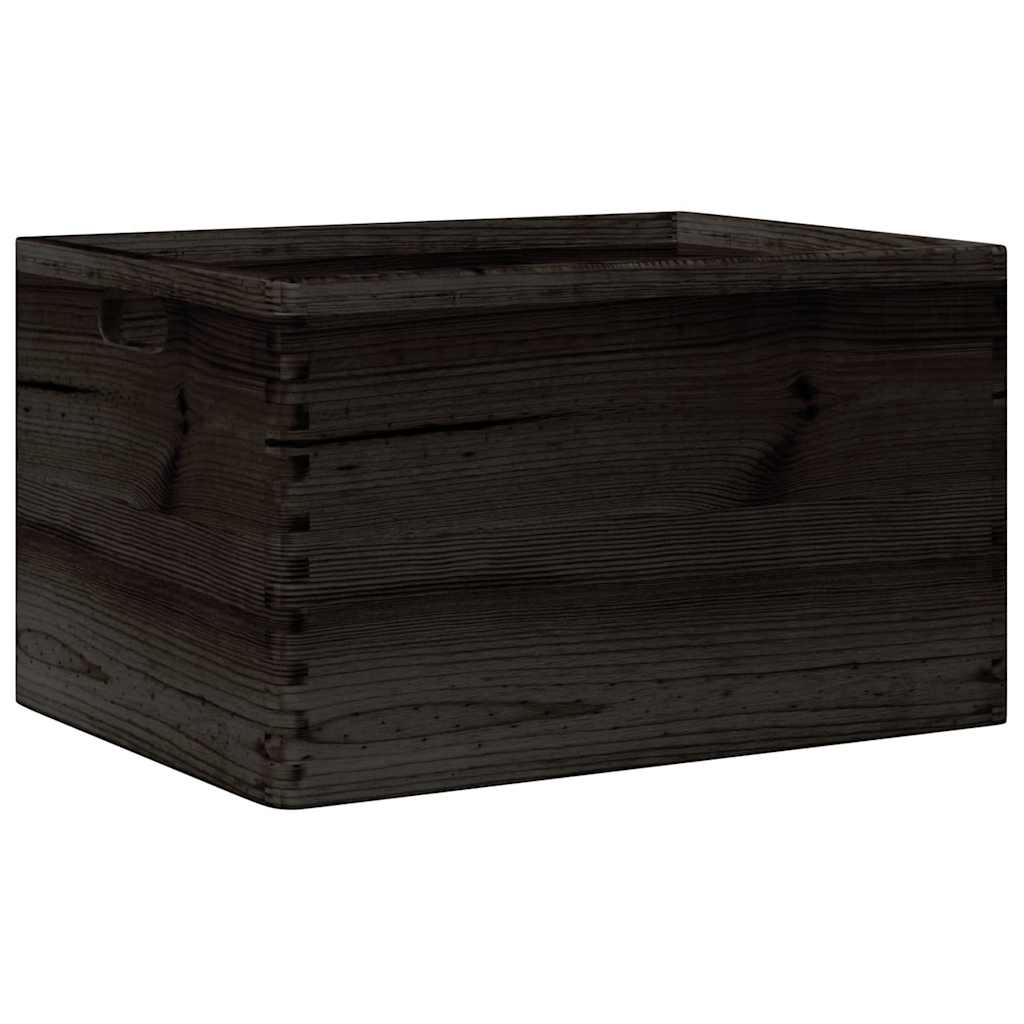 Caisse en bois avec poignées Noir 40x30x23 cm Pin massif