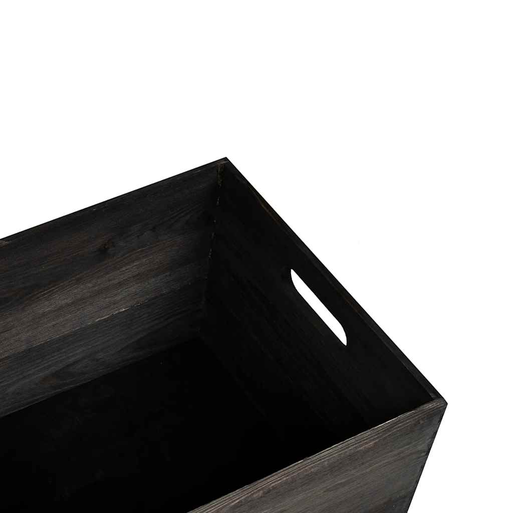 Caisse en bois avec poignées Noir 40x30x23 cm Pin massif