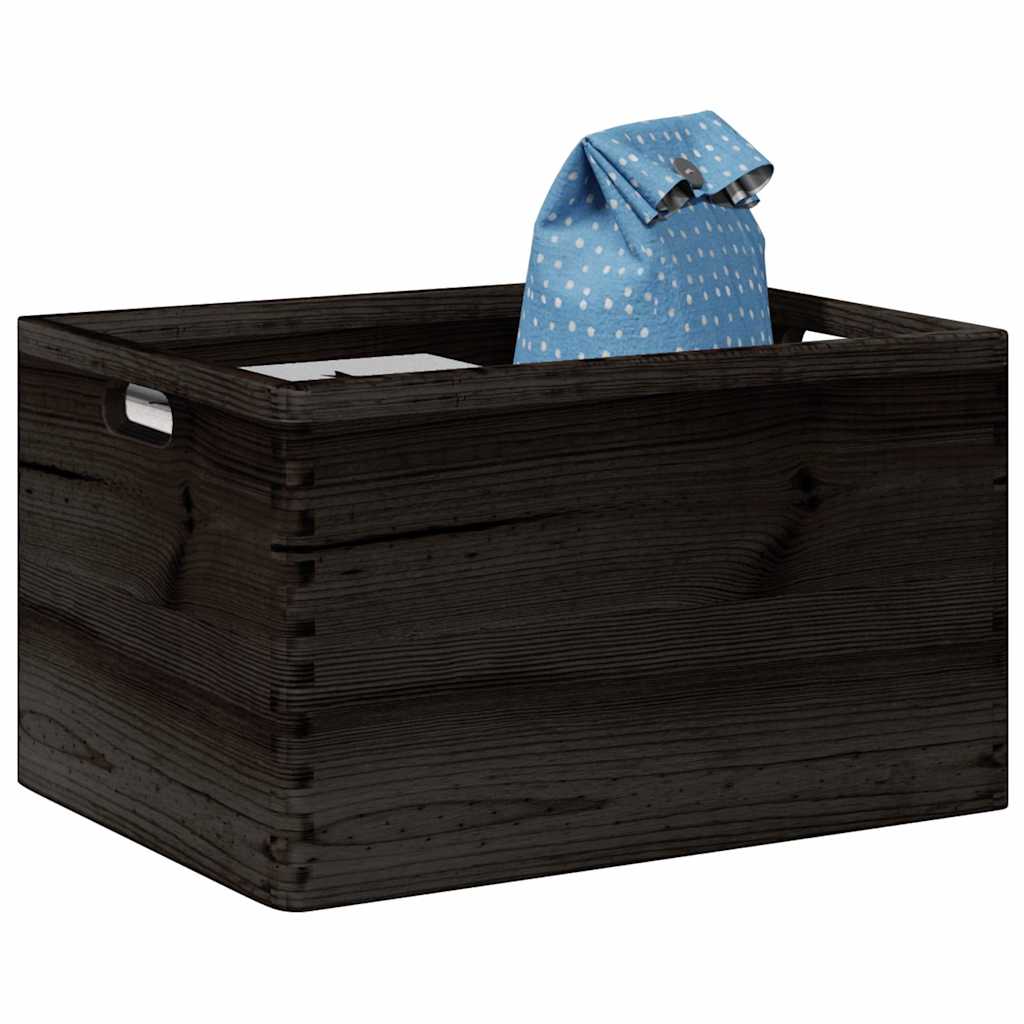 Caisse en bois avec poignées Noir 40x30x23 cm Pin massif