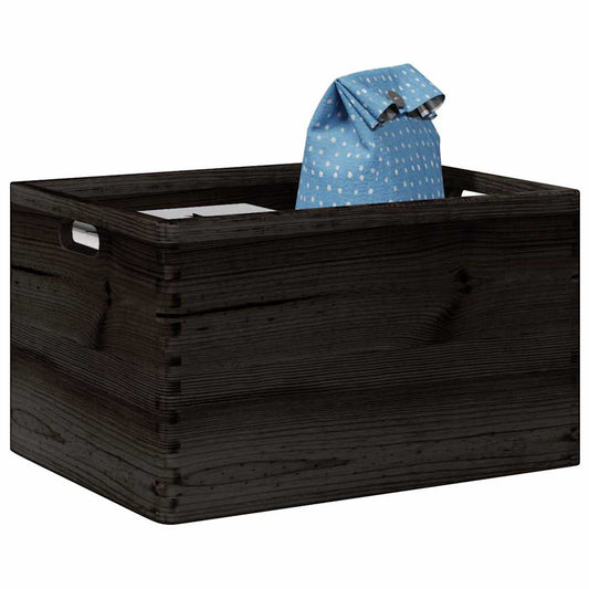 Wooden Box with Handles Black 40x30x23 cm Solid Pine Wood