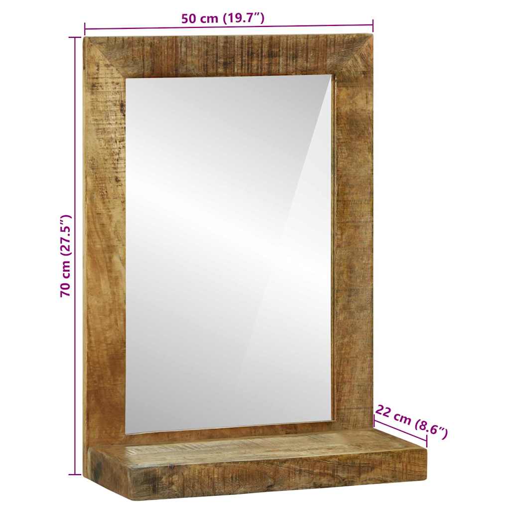 Bathroom Mirror Brown 50 x 22 x 70 cm Solid Mango Wood