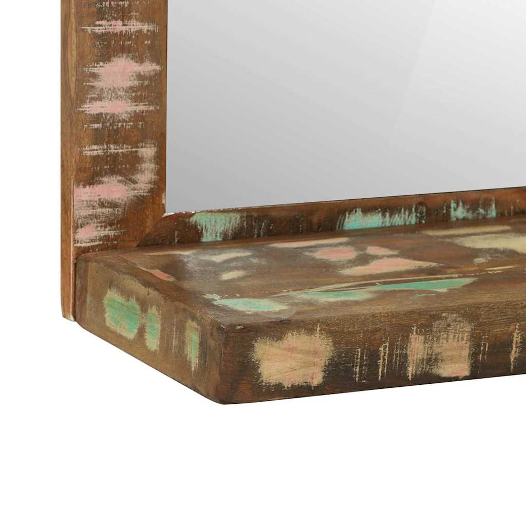 Bathroom Mirror with Shelf Brown Solid Reclaimed Wood