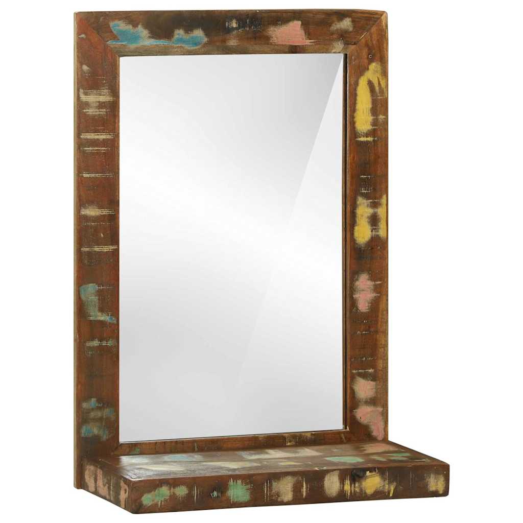 Bathroom Mirror with Shelf Brown Solid Reclaimed Wood