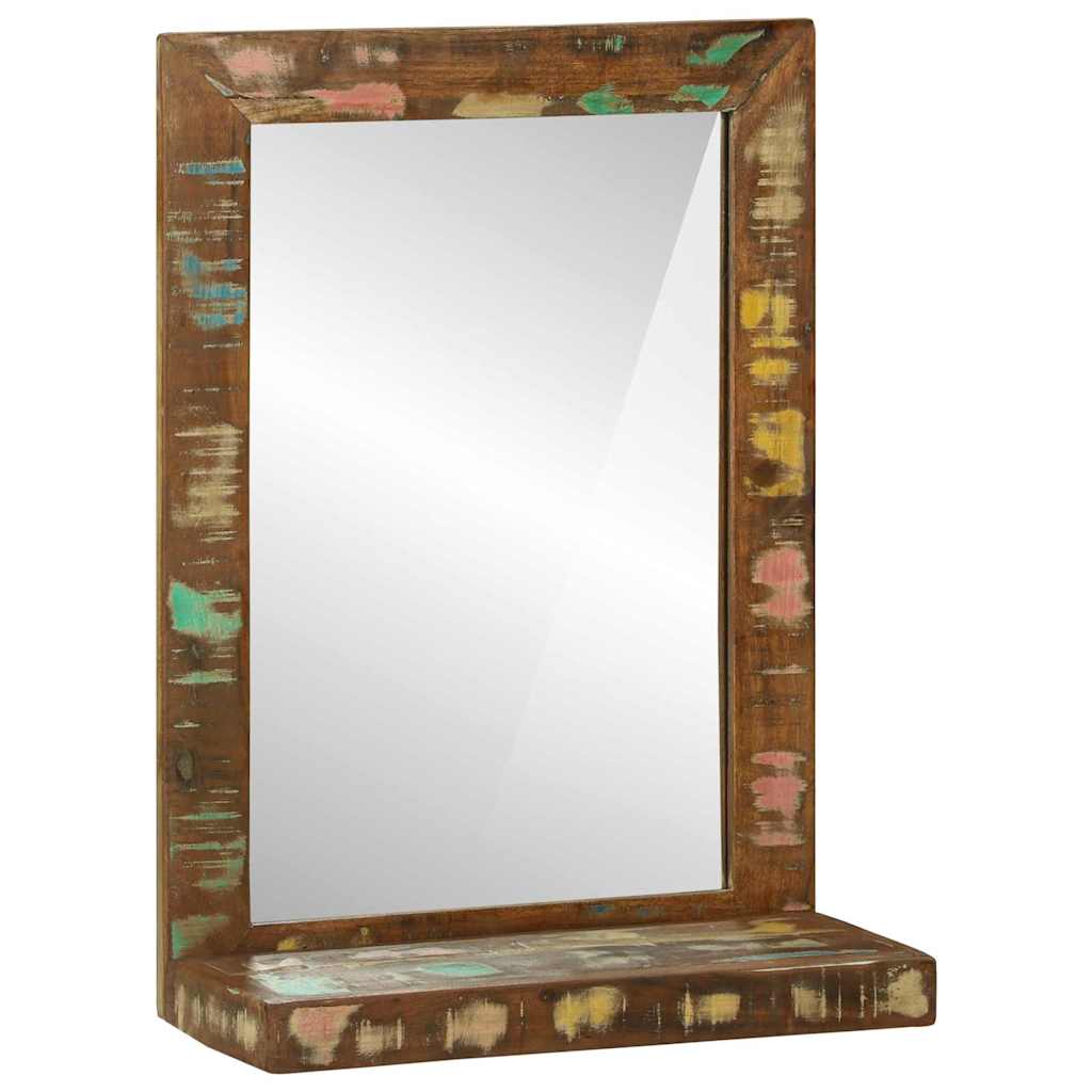 Bathroom Mirror with Shelf Brown Solid Reclaimed Wood