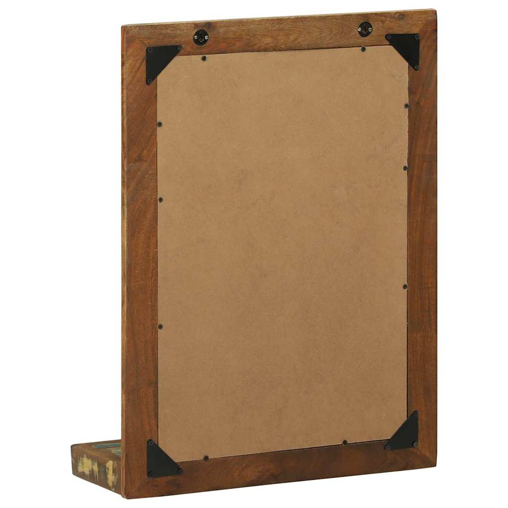 Bathroom Mirror with Shelf Brown Solid Reclaimed Wood