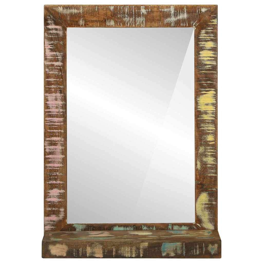 Bathroom Mirror with Shelf Brown Solid Reclaimed Wood
