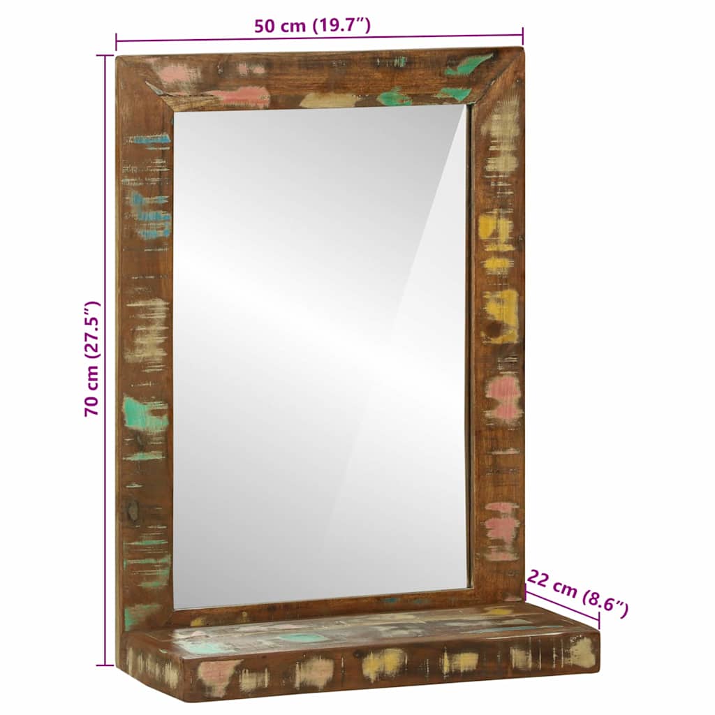 Bathroom Mirror with Shelf Brown Solid Reclaimed Wood