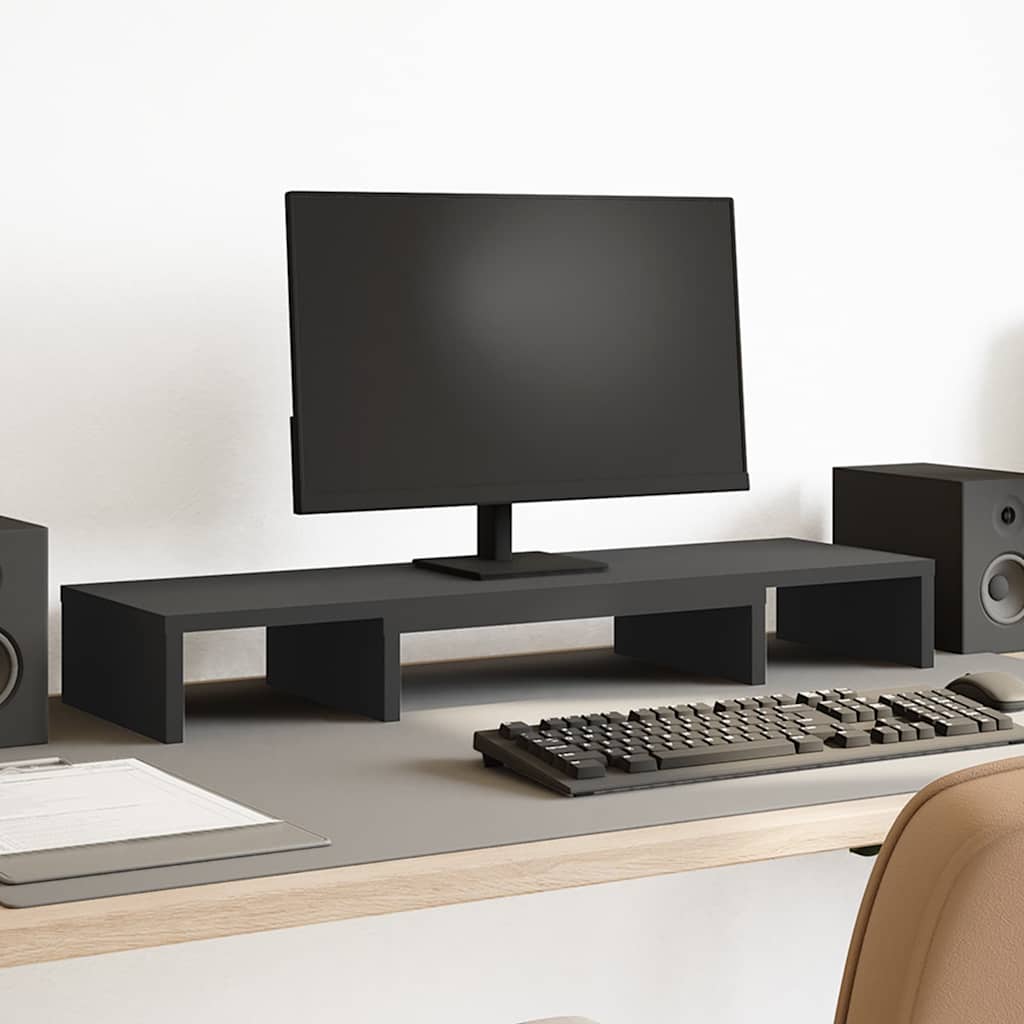 Monitor Stand Adjustable Black 80x24x10.5 cm Engineered Wood
