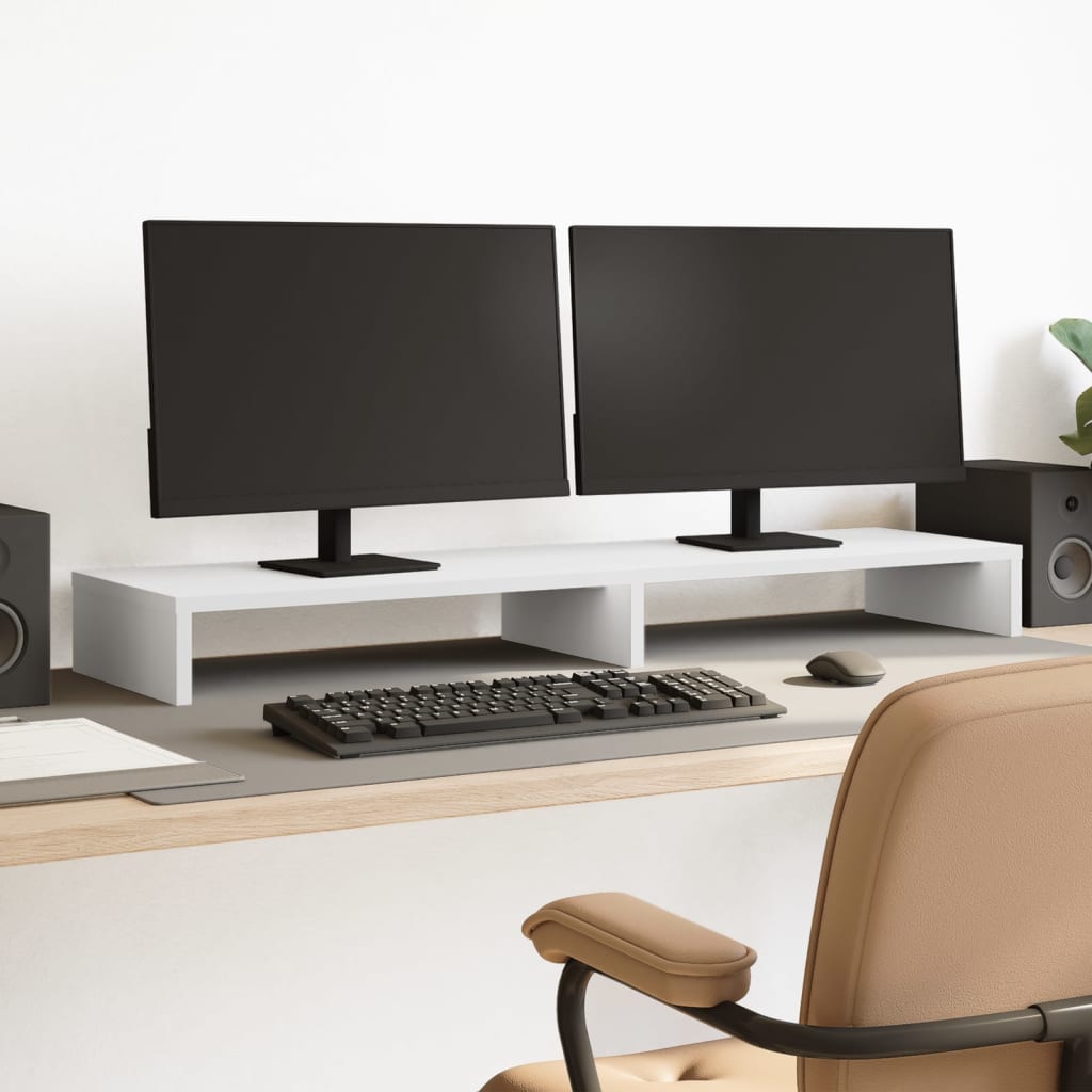 Monitor Stand White 100x27x10 cm Wood-based Material