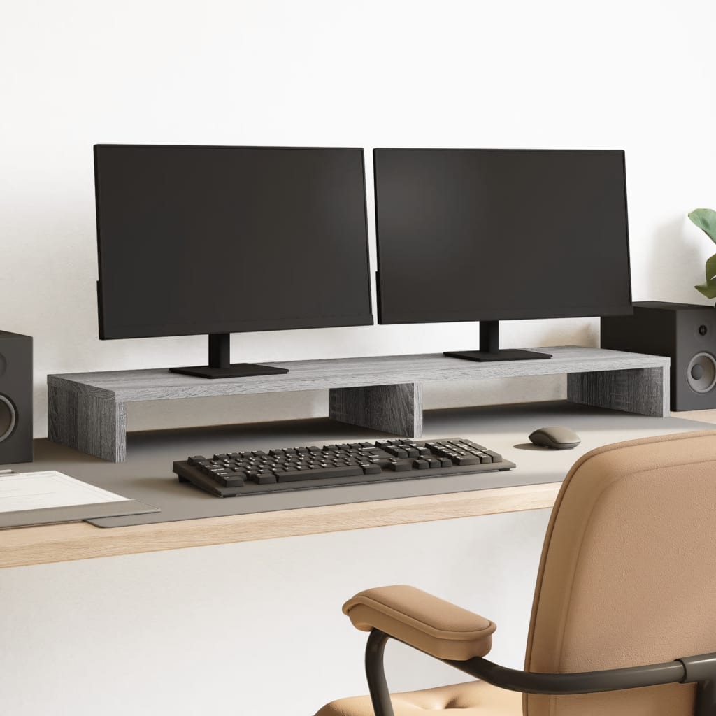 Monitor Stand Grey Sonoma 100x27x10 cm Wood Material