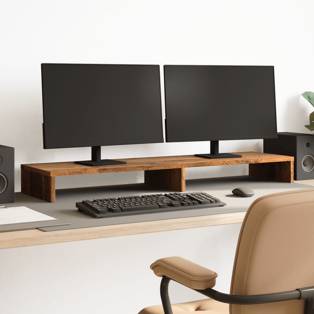 Monitor Stand Reclaimed Wood Look 100x27x10 cm Wood-Based Material