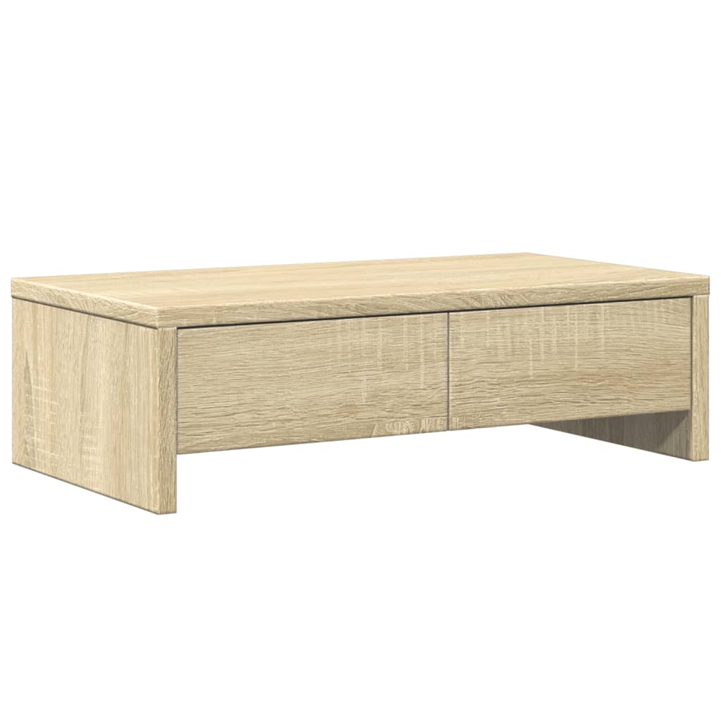 Rehausseur d'écran avec tiroirs chêne Sonoma 50x27x15 cm