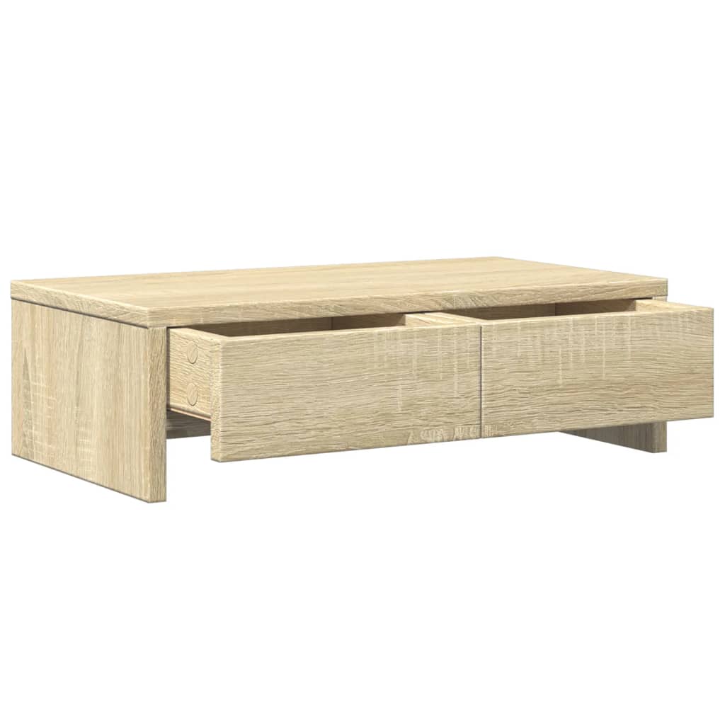 Rehausseur d'écran avec tiroirs chêne Sonoma 50x27x15 cm