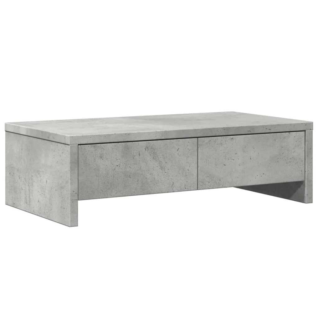 Support d'écran avec tiroirs Gris béton 50x27x15 cm
