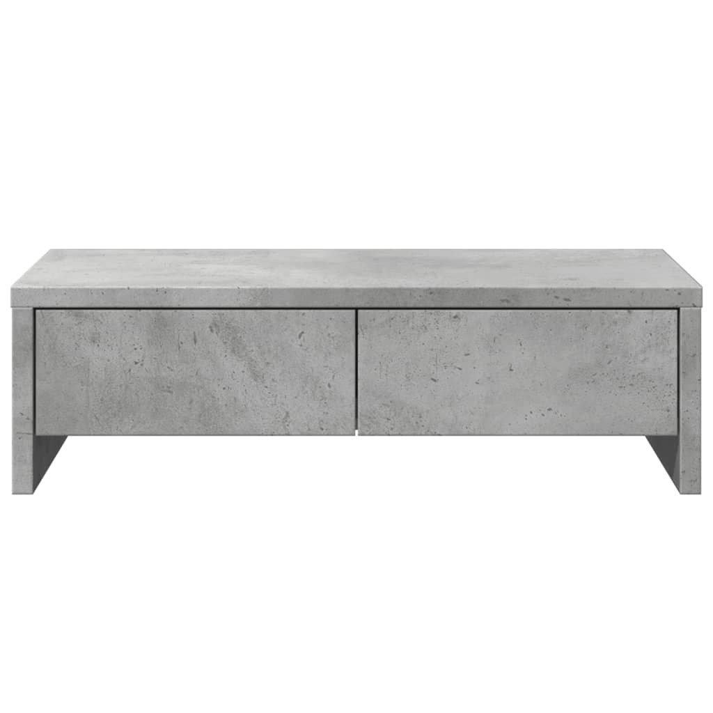 Support d'écran avec tiroirs Gris béton 50x27x15 cm