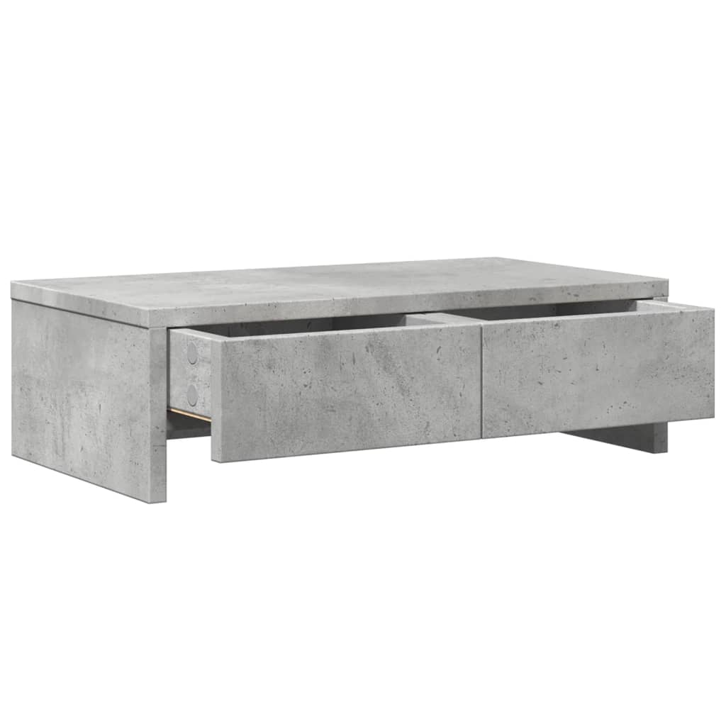 Support d'écran avec tiroirs Gris béton 50x27x15 cm