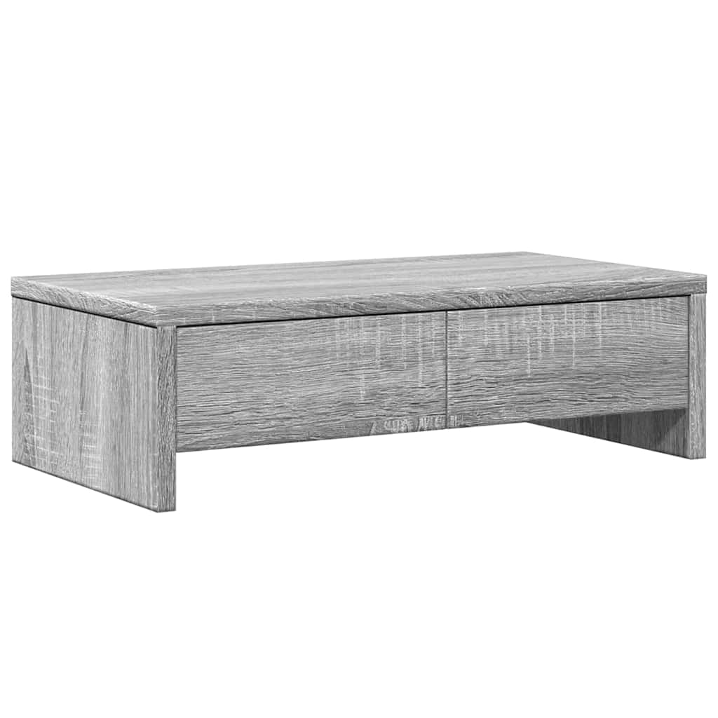 Monitor Stand with Drawers Grey Sonoma 50x27x15 cm