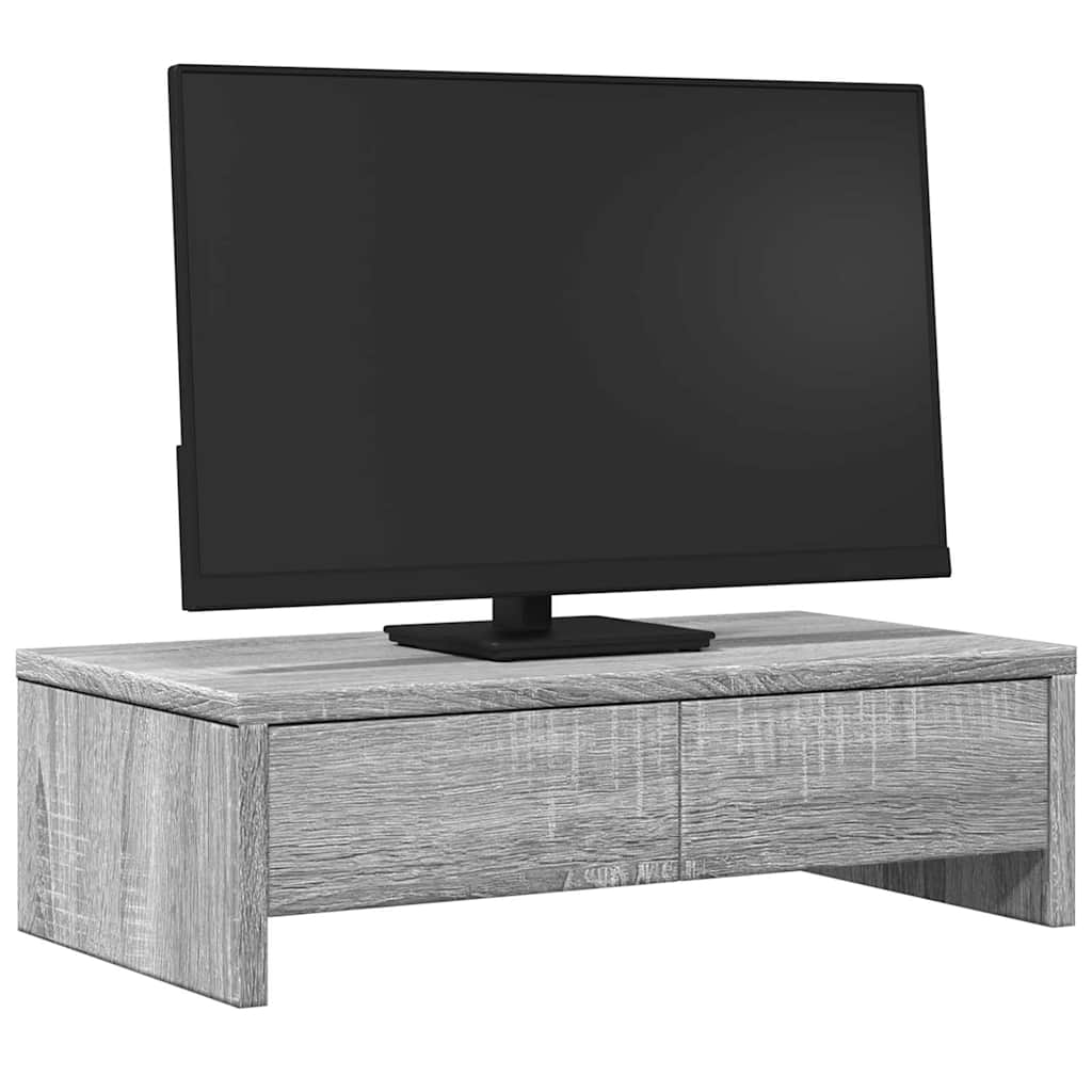 Monitor Stand with Drawers Grey Sonoma 50x27x15 cm