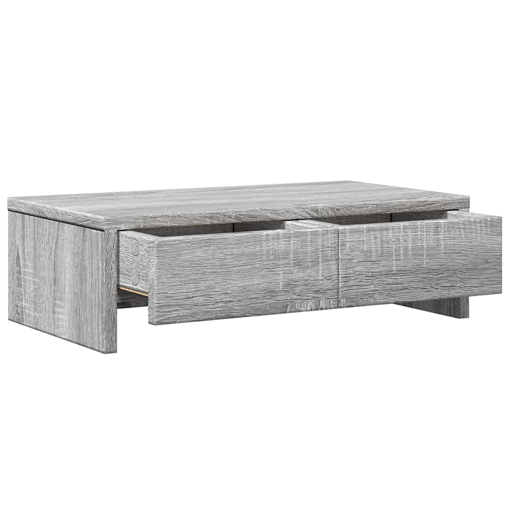 Monitor Stand with Drawers Grey Sonoma 50x27x15 cm