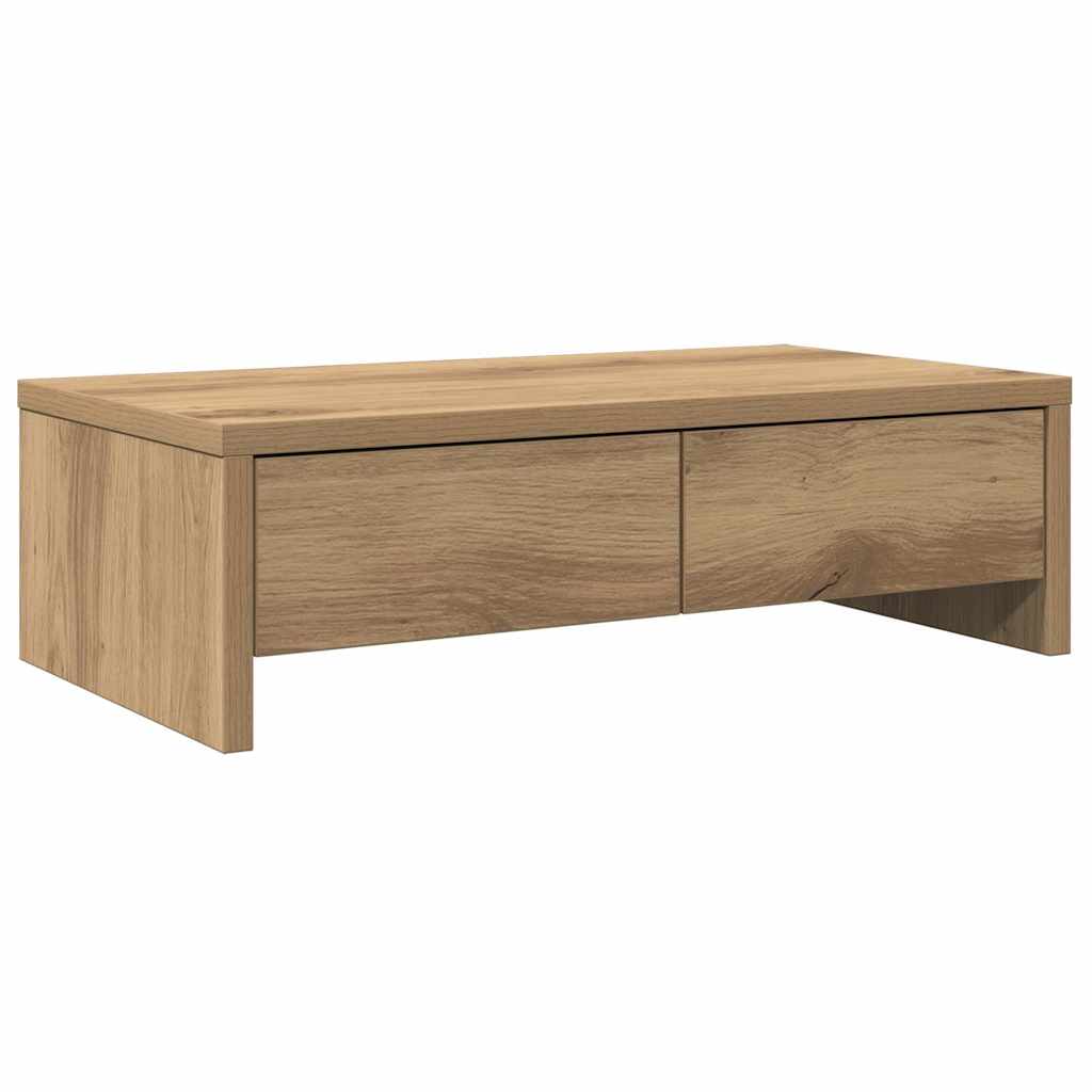 Monitor Stand with Drawers Artisan Oak 50x27x15 cm