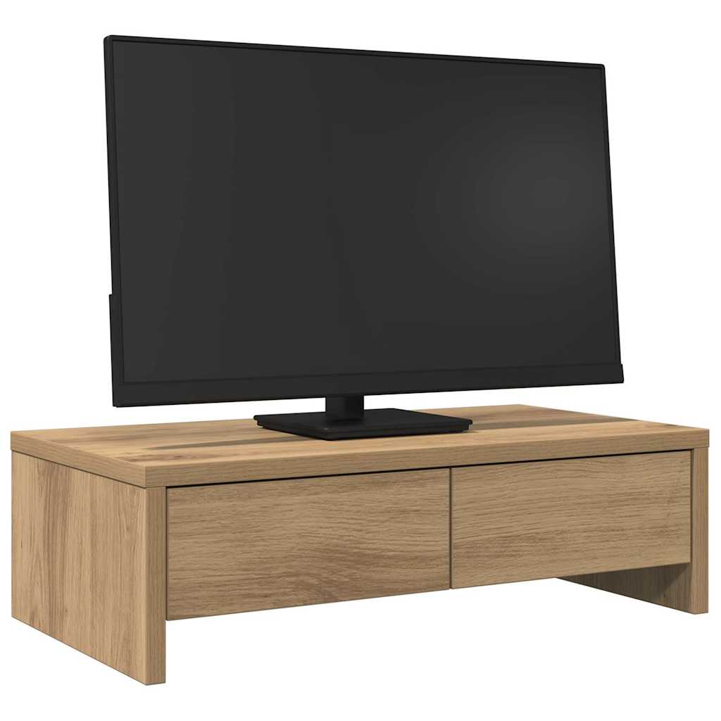 Monitor Stand with Drawers Artisan Oak 50x27x15 cm