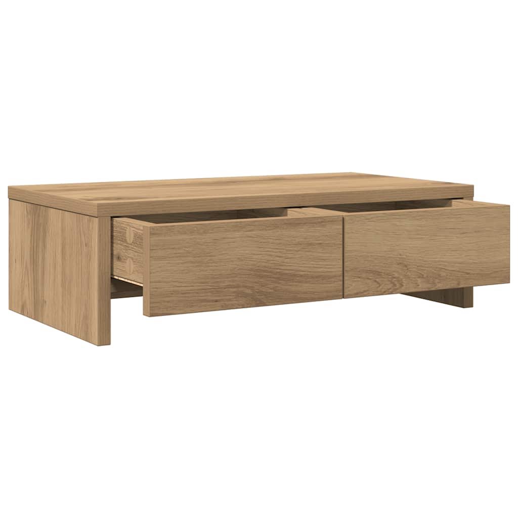 Monitor Stand with Drawers Artisan Oak 50x27x15 cm