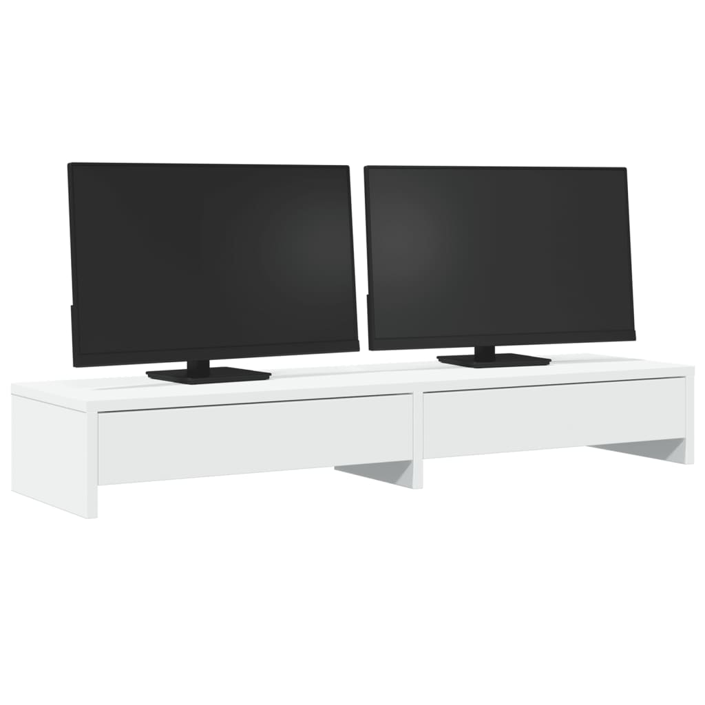 Monitorständer mit Schubladen Weiß 100 x 27 x 15 cm Holzwerkstoff