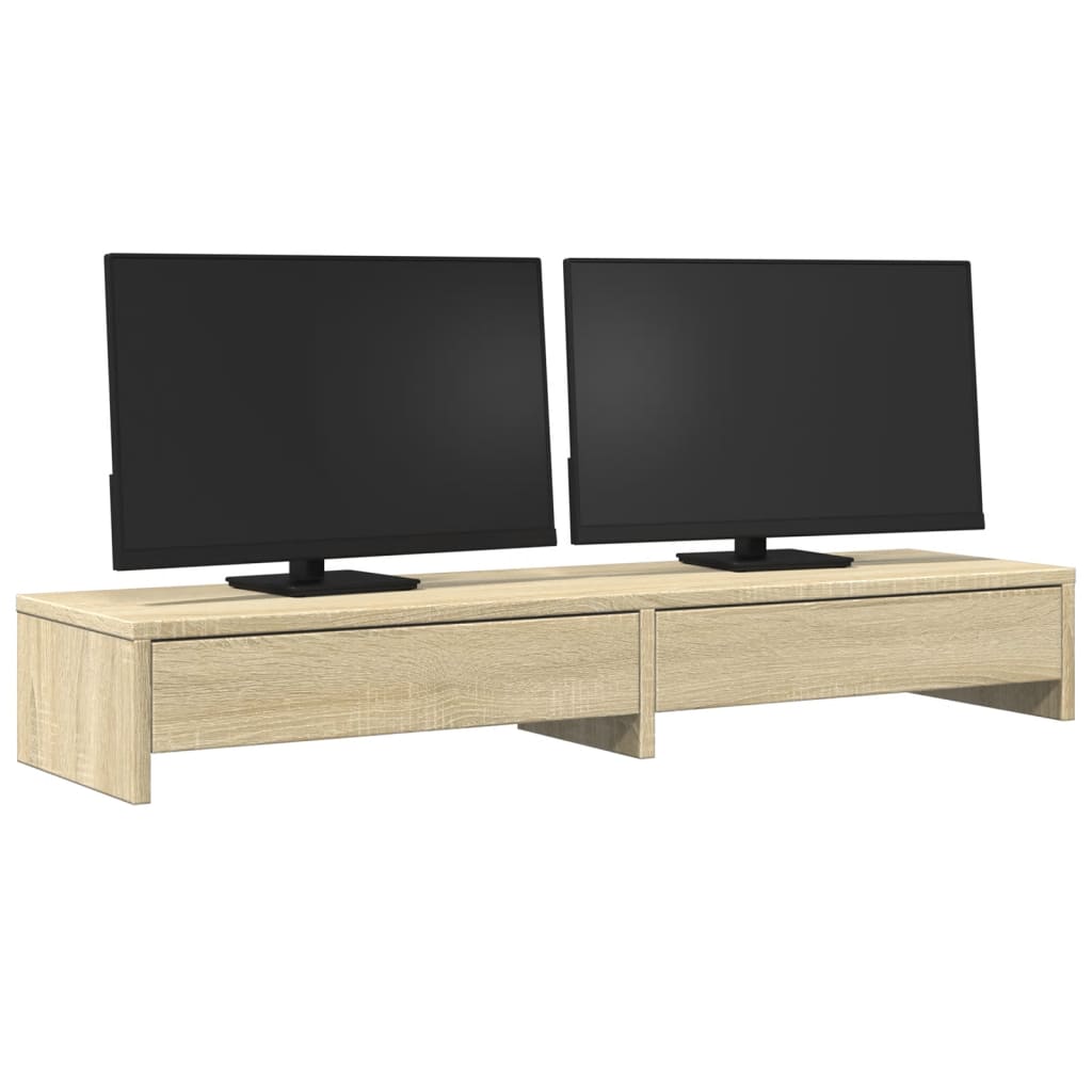 Monitorständer mit Schubladen Sonoma-Eiche 100 x 27 x 15 cm Holzwerkstoff