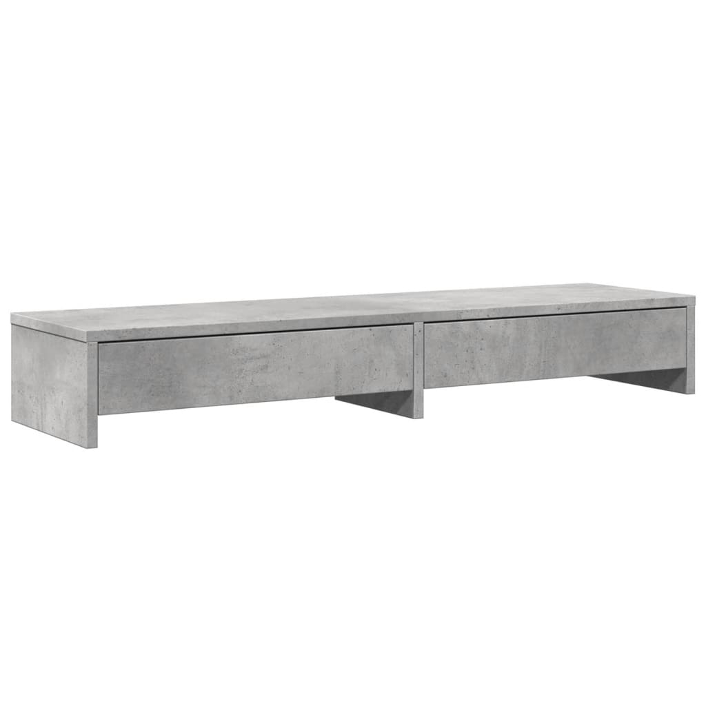 Support pour moniteur avec tiroirs gris béton 100x27x15 cm