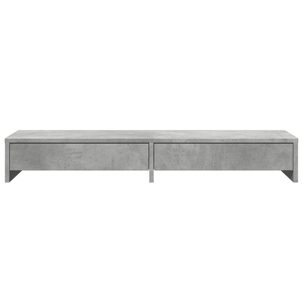Support pour moniteur avec tiroirs gris béton 100x27x15 cm