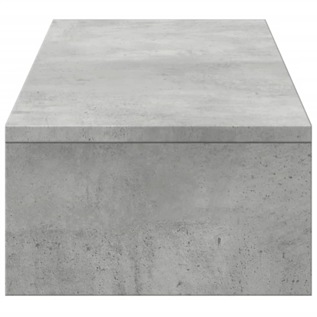 Support pour moniteur avec tiroirs gris béton 100x27x15 cm