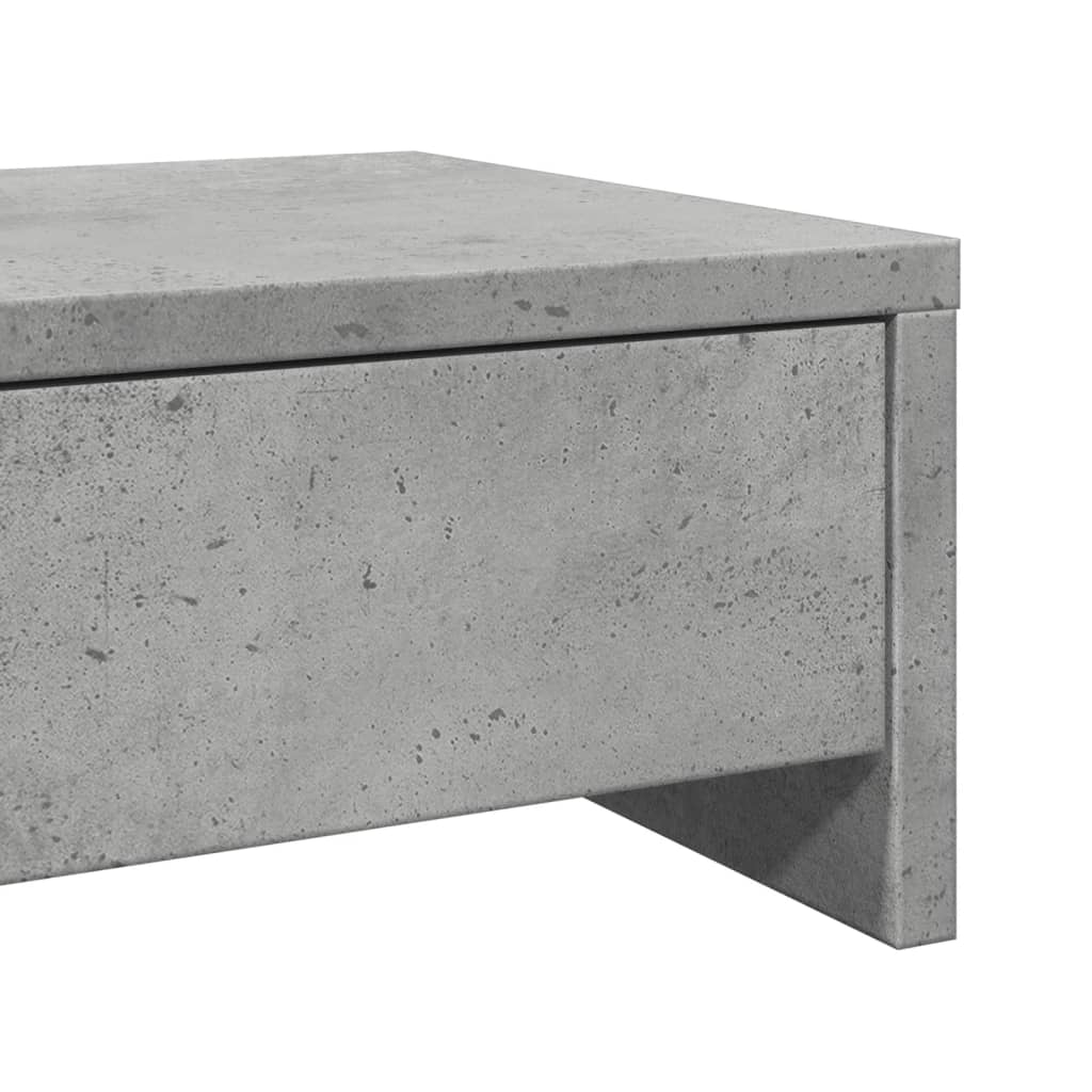 Support pour moniteur avec tiroirs gris béton 100x27x15 cm