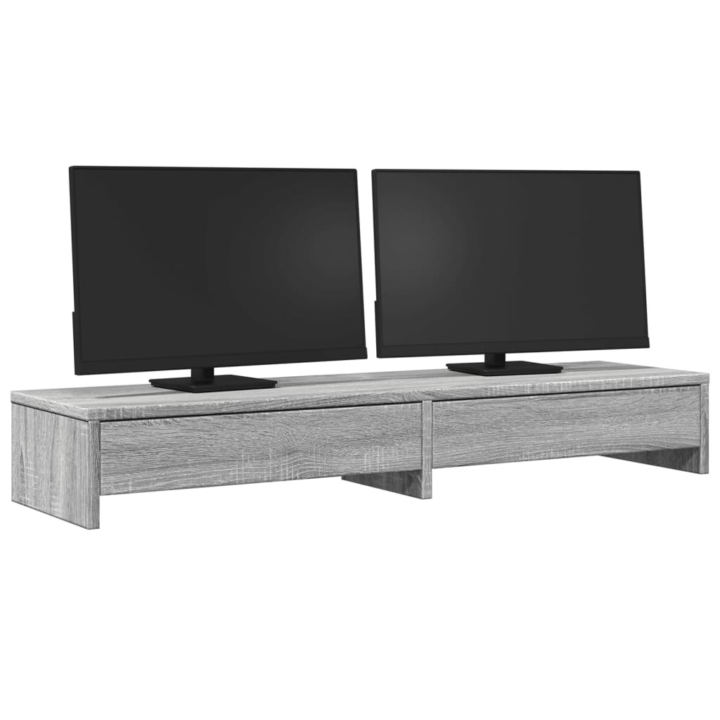 Monitor stand with drawers Grey Sonoma 100x27x15 cm