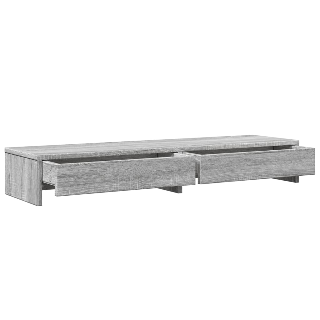 Monitor stand with drawers Grey Sonoma 100x27x15 cm