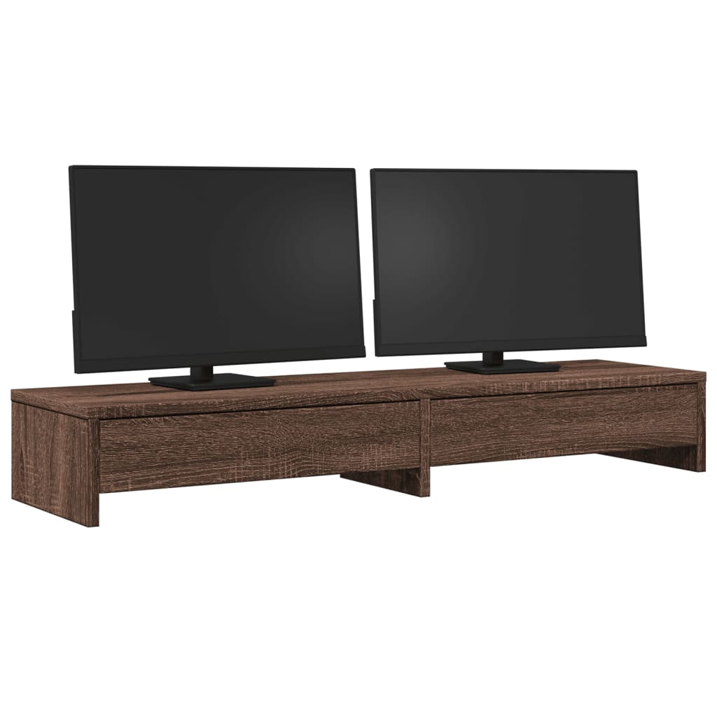 Monitor Stand with Drawers, Oak Effect, 100x27x15 cm